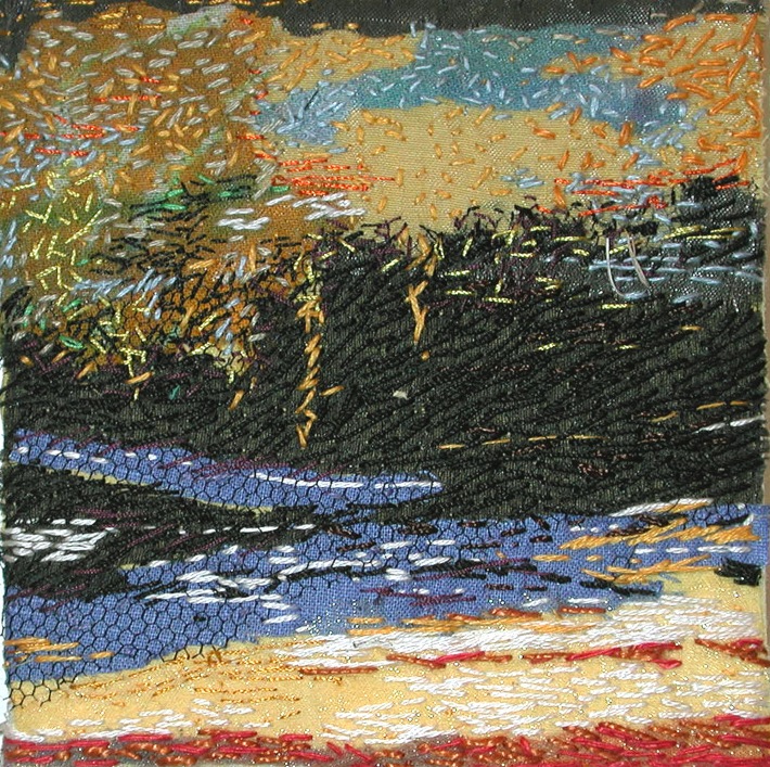 small embroidered landscape 10X10 cm